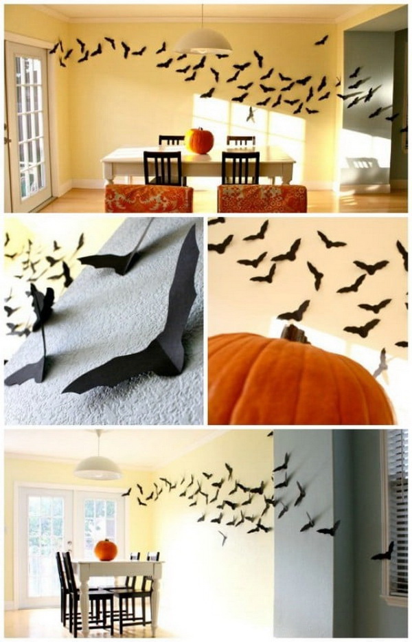 DIY Halloween Decorating Projects: DIY Black Flying Bats. 