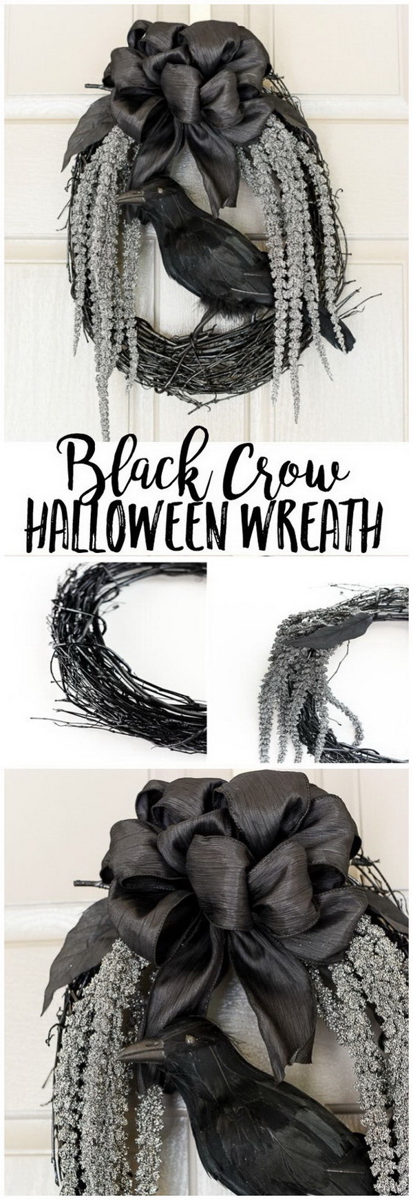 DIY Halloween Decorating Projects: DIY Black Crow Halloween Wreath. 