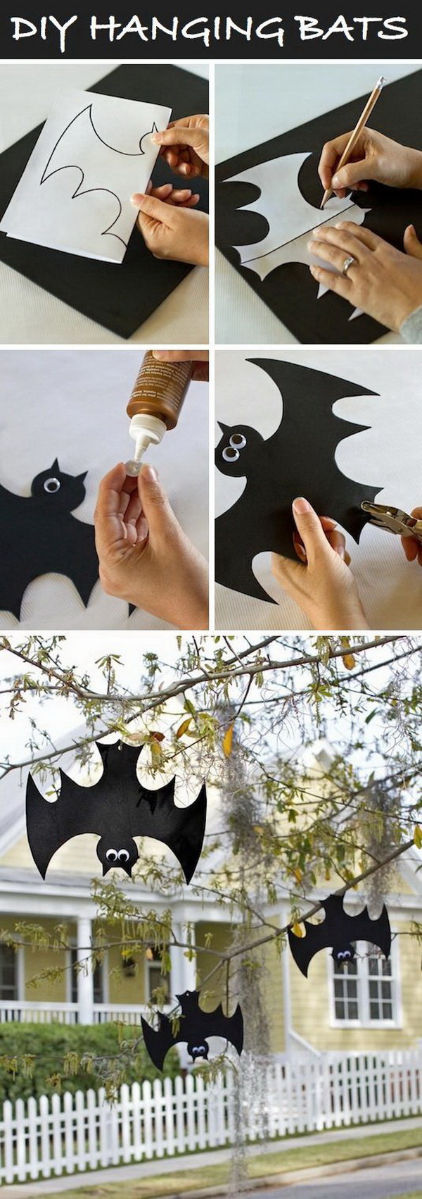 DIY Halloween Decorating Projects: DIY Hanging Foam Bats. 