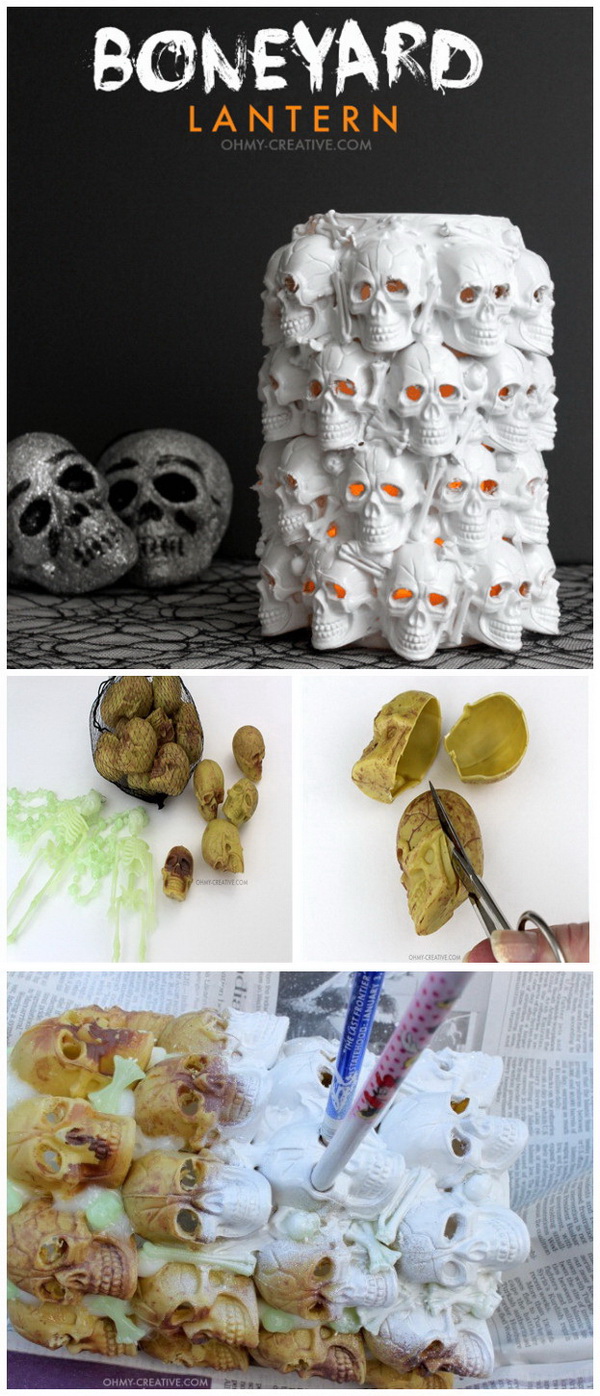 DIY Halloween Decorating Projects: DIY Boneyard Lantern for Halloween. 