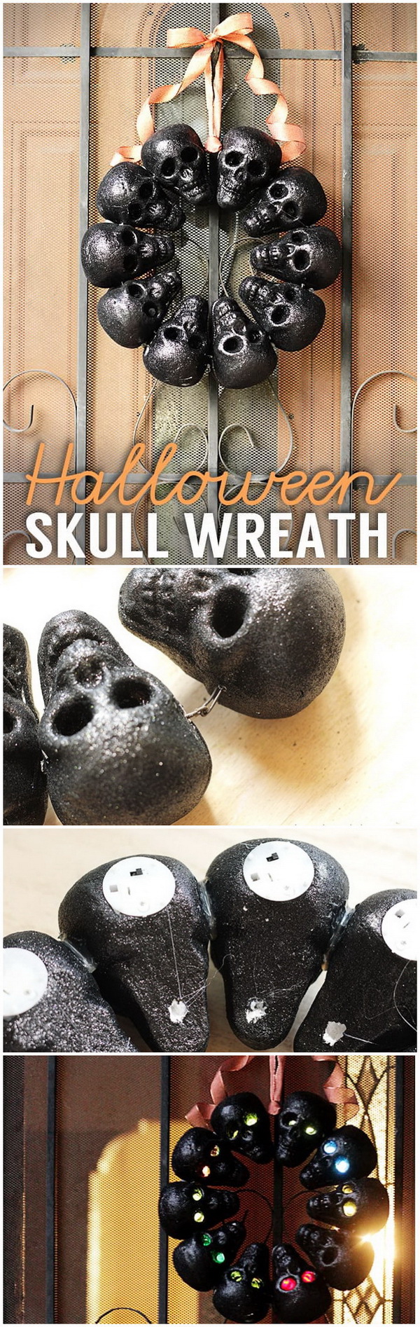 DIY Halloween Decorating Projects: Halloween Skull Wreath. 