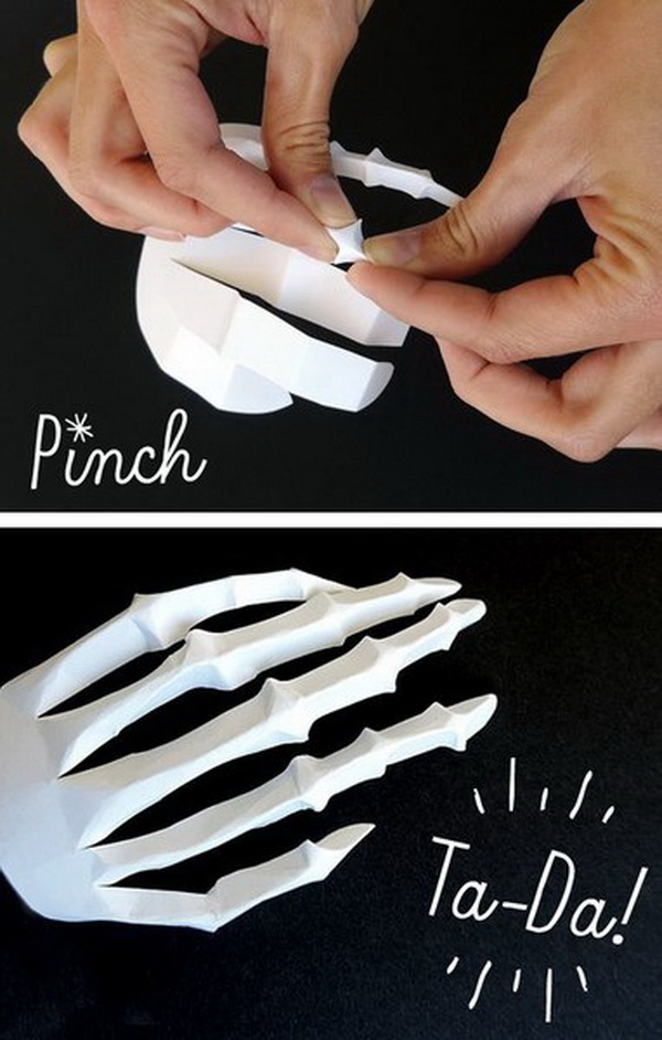 DIY Halloween Decorating Projects: DIY Paper Skeleton Hands. 