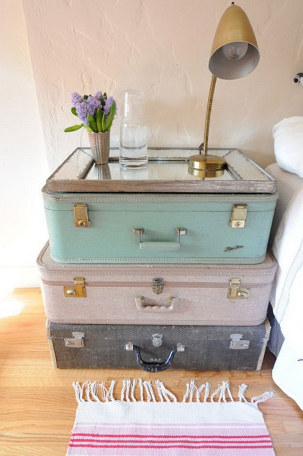 Beautiful Vintage Suitcase Nightstand. 