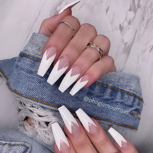 40+ Impressive White Coffin Nail Designs You'll Flip For In 2020 - For ...